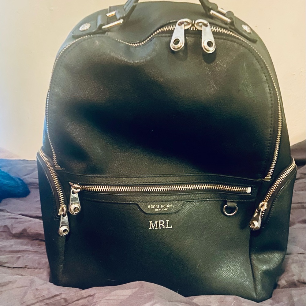 Henri Bendel Black Leather Backpack